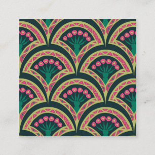 Pink and Green Floral Fan Pattern Discount Card