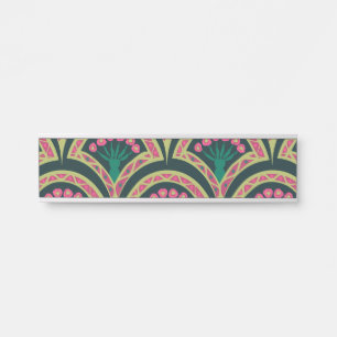Pink and Green Floral Fan Pattern Door Sign