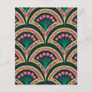 Pink and Green Floral Fan Pattern Flyer