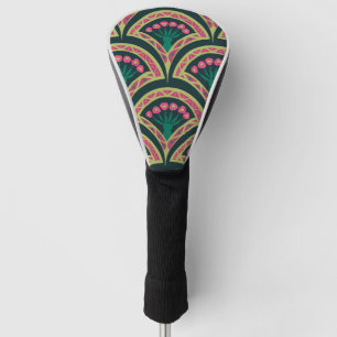 Pink and Green Floral Fan Pattern Golf Head Cover