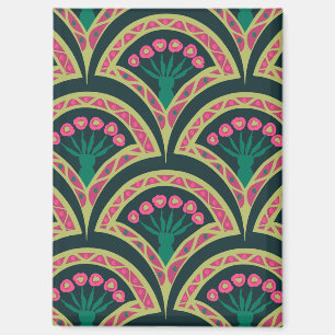 Pink and Green Floral Fan Pattern Magnet