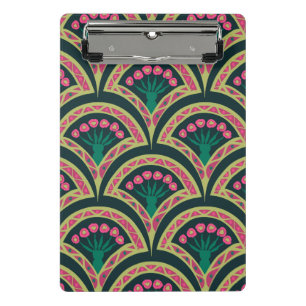 Pink and Green Floral Fan Pattern Mini Clipboard