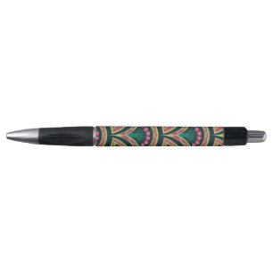 Pink and Green Floral Fan Pattern Pen