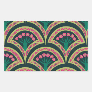 Pink and Green Floral Fan Pattern Sticker