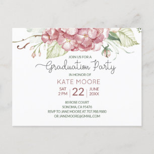 Pink And Green Floral Graduation Party Announcement Postcard