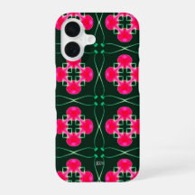 Pink and Green Floral iPhone Case with Name