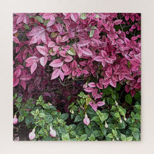 PINK AND GREEN FLORAL JIGSAW PUZZLE