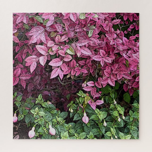 PINK AND GREEN FLORAL JIGSAW PUZZLE (Vertical)
