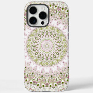 Pink and Green Floral Mandala Pattern Design iPhone 16 Pro Max Case