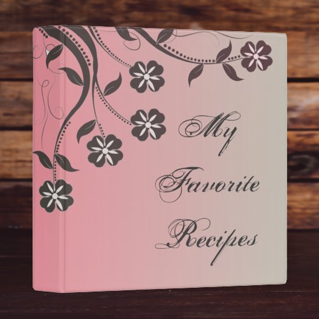 Pink and Green Floral Swirl Recipe Book Binder (Pink and Green Floral Swirl Recipe Book Binder)