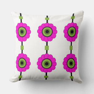 Pink and Green Floral Throw Pillow