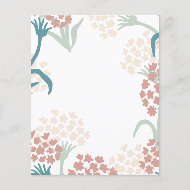 Pink and Green Flower Drawing Pattern Paper Sheet (Front)