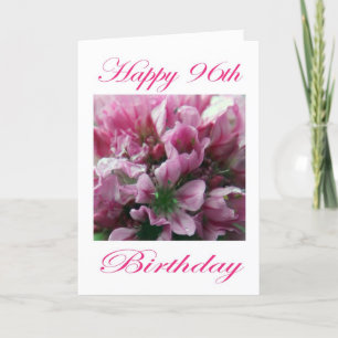 Pink and Green Flower Happy 96th Birthday Card