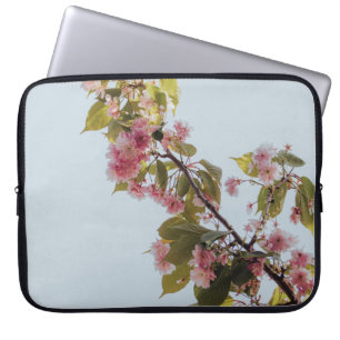 PINK AND GREEN FLOWER UNDER WHITE SKY LAPTOP SLEEVE