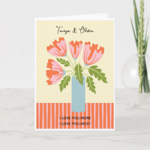 Pink and green flower vase Design Card
