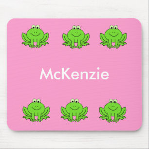 Pink and Green Frog Mouse Pad