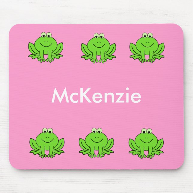 Pink and Green Frog Mouse Pad (Front)