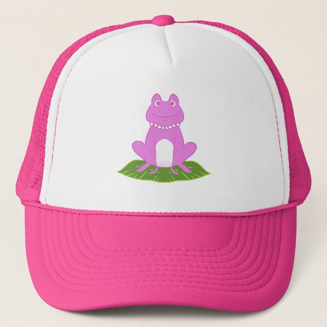 Pink and Green Frog Women's Trucker Hat (Front)