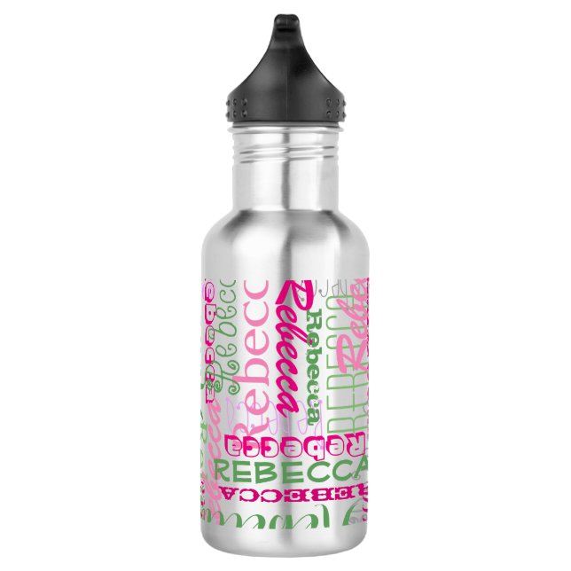 Pink and Green Fun Name Collage Allover Print 532 Ml Water Bottle (Right)