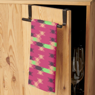 pink and green geometric kitchen towel