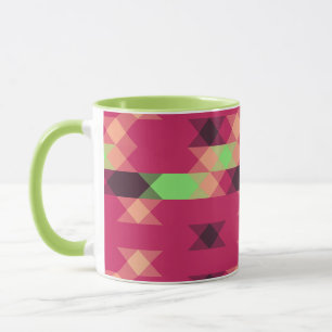 pink and green geometric mug