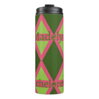 Pink and Green Geometric Personalized Bridesmaid