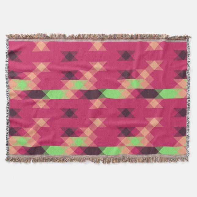 pink and green geometric throw blanket (Front)