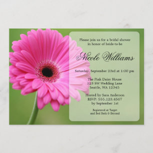Pink and Green Gerbera Daisy Bridal Shower Invitation