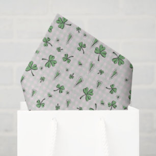 Pink and Green Gingham St Patricks Day Tissue Paper