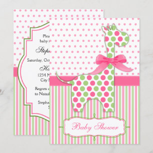 Pink and Green Giraffe Baby Shower Invitation