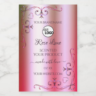 Pink and Green Gradient Ornate Product Labels Logo