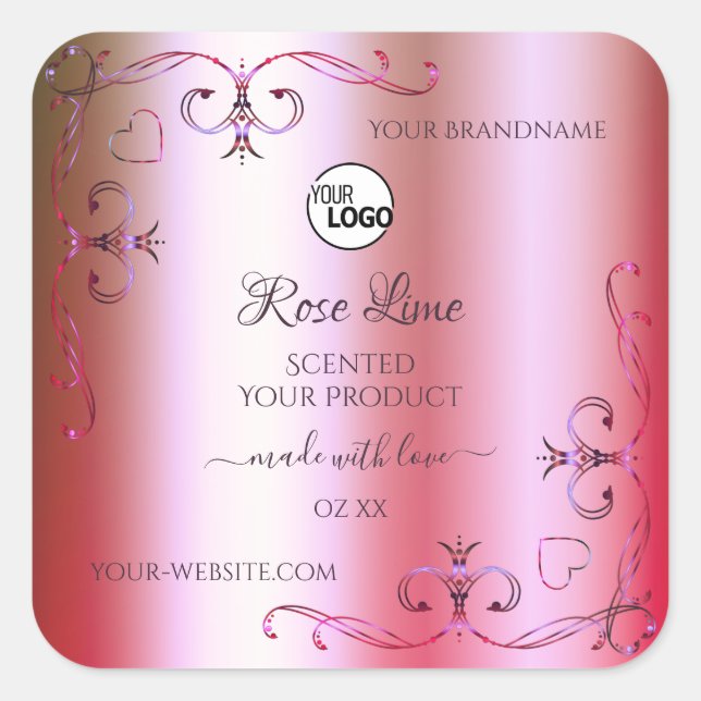 Pink and Green Gradient Ornate Product Labels Logo (Front)