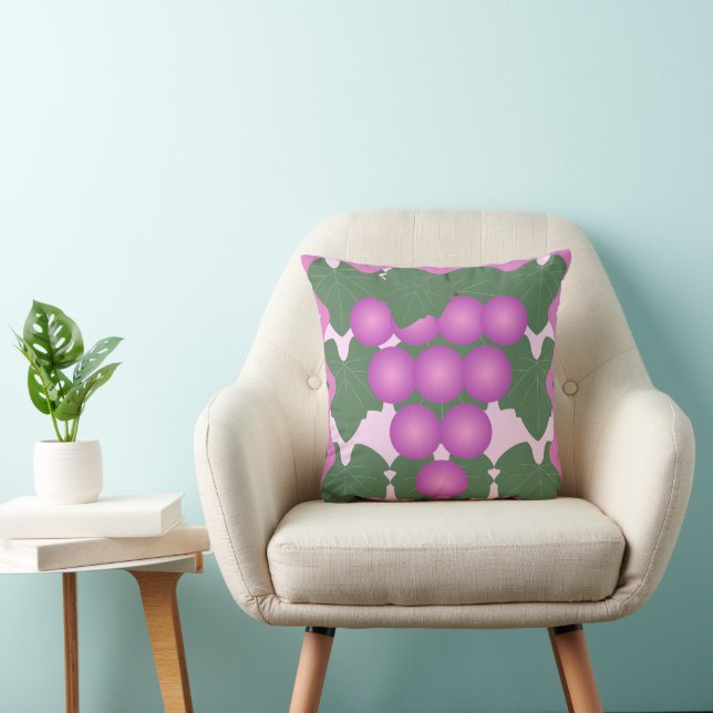 Pink and Green Grape Pattern Christian Home Decor Throw Pillow (Chair)