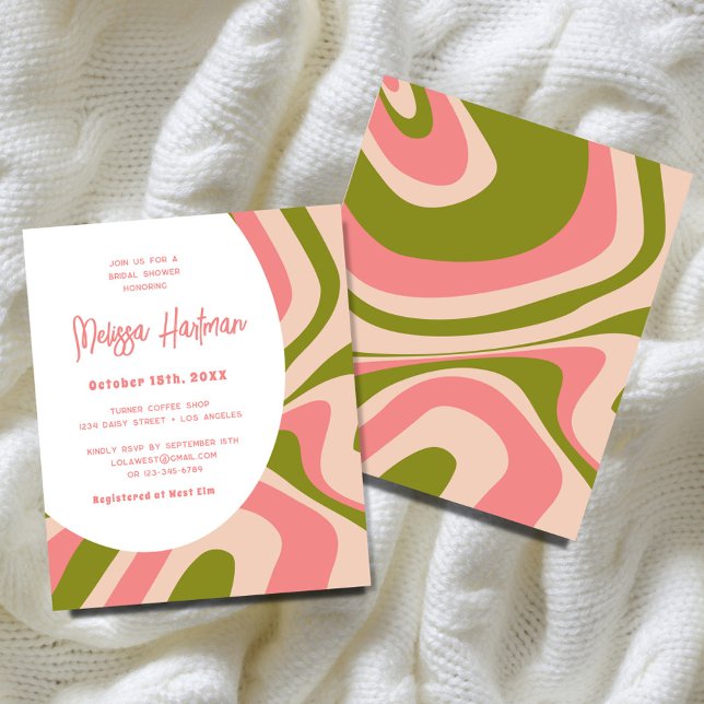 Pink and Green Groovy Bridal Shower Invitations Flyer (Creator Uploaded)