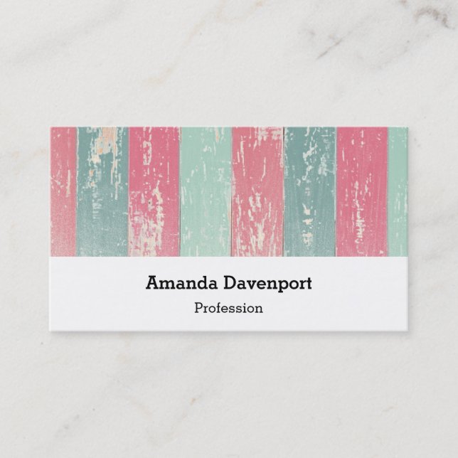 Pink and Green grunge stripes texture Business Card (Front)