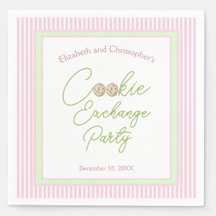 Pink and Green Holiday Cookie Exchange Party Napkin