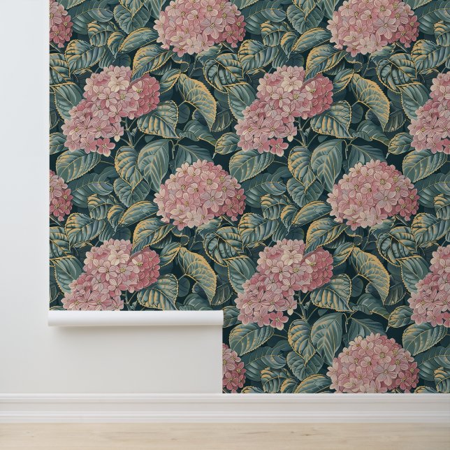 Pink and Green Hydrangea Wallpaper (Application)