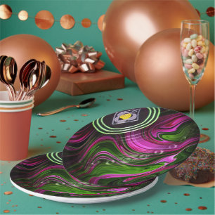 Pink And Green Lawn Bowl, Paper Party Plates