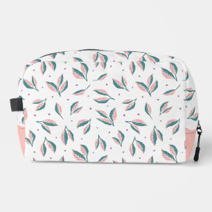 Pink and green leaves dopp kit