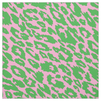 Pink and Green Leopard Fabric