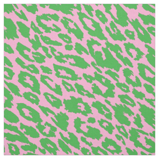 Pink and Green Leopard Fabric (Swatch)