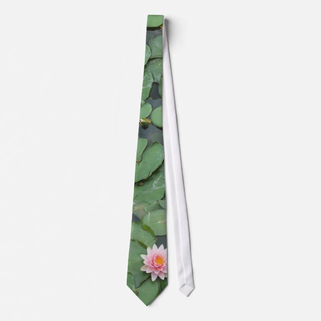 Pink and Green Lily Pad Pretty Photograph Tie (Front)