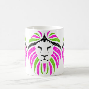 Pink and Green Lion Mug (Pretty Coffee Mug)