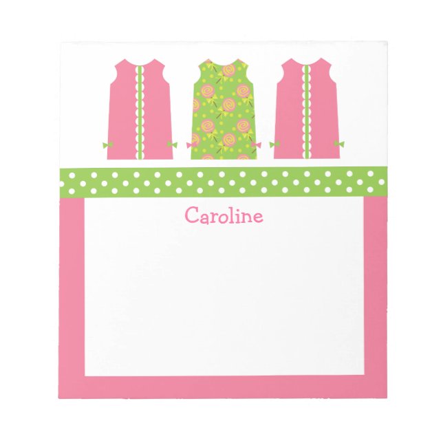 Pink and Green Lollipop Shift Dress Notepad (Front)