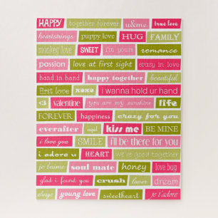 Pink and Green Love Letters Jigsaw Puzzle