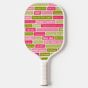 Pink and Green Love Letters Pickleball Paddle