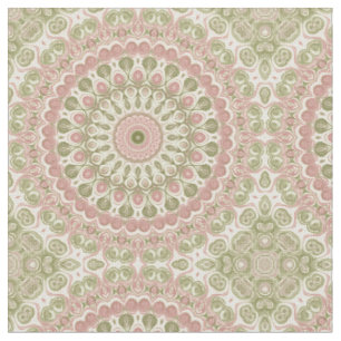 Pink and Green Mandala Pattern Design Fabric