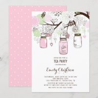 Pink and Green Mason Jars Floral Bridal Tea Party