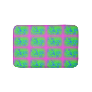 pink and green mermaids pattern bath mat