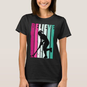 Pink And Green Motivational Girls Hockey Believe C T-Shirt